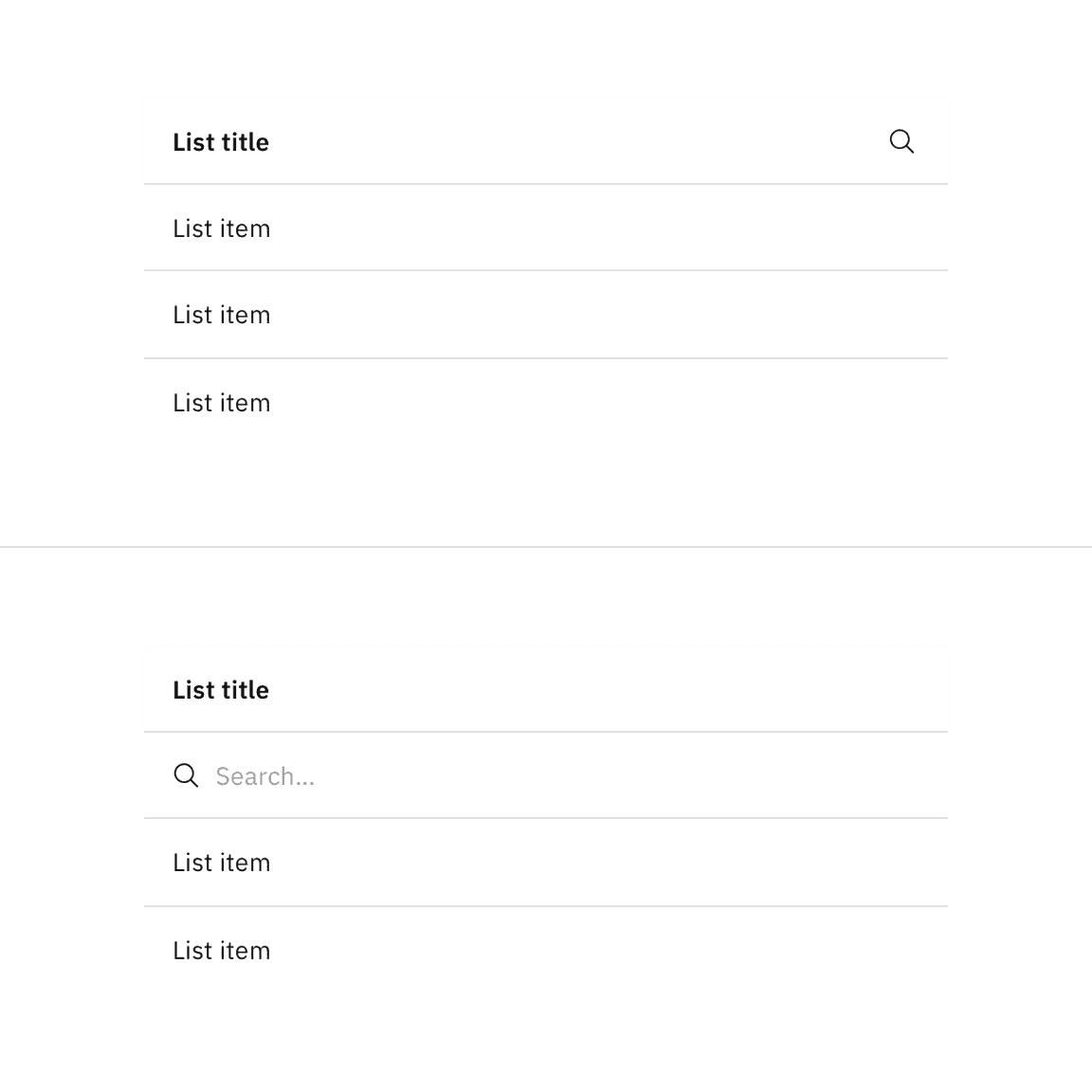 Contained list search and filtering functionality